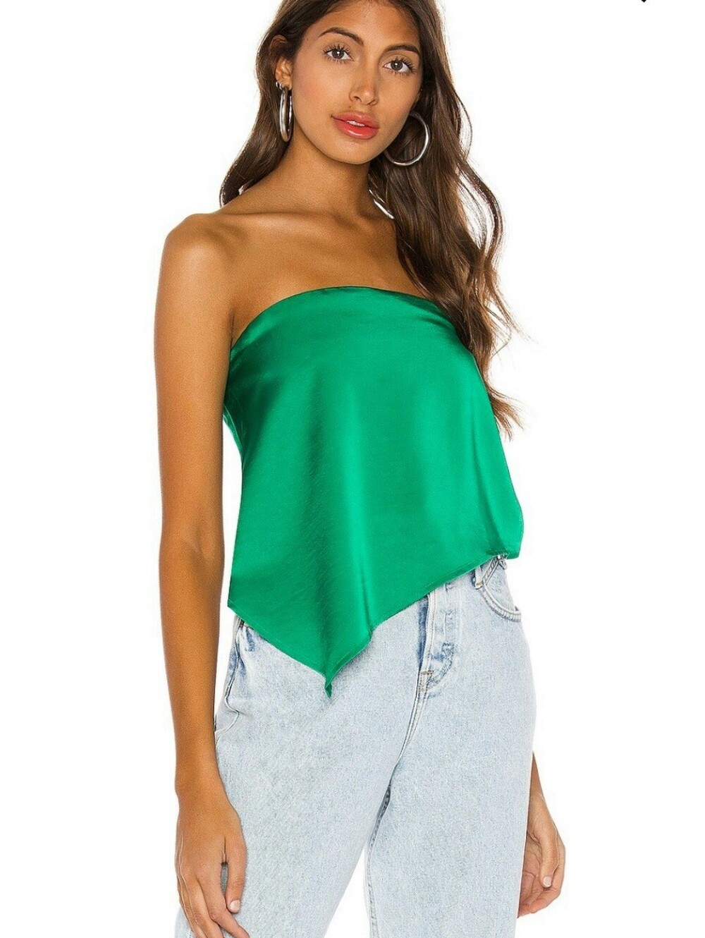 Superdown "Cora Asymmetrical Top". Sleeveless. Satin Like. Green. Size M.